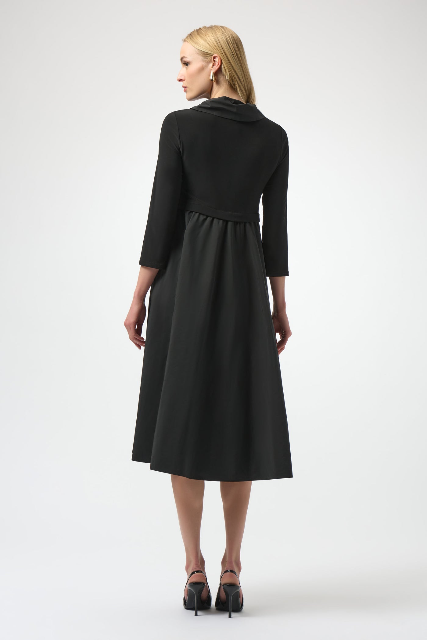 Joseph Ribkoff Black Silky Knit & Memory Fit and Flare Dress