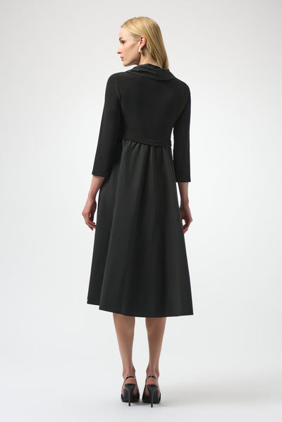 Joseph Ribkoff Black Silky Knit & Memory Fit and Flare Dress