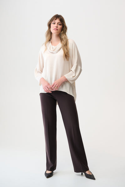 Joseph Ribkoff Birch Recycled Satin Boxy Tunic with Cowl Collar