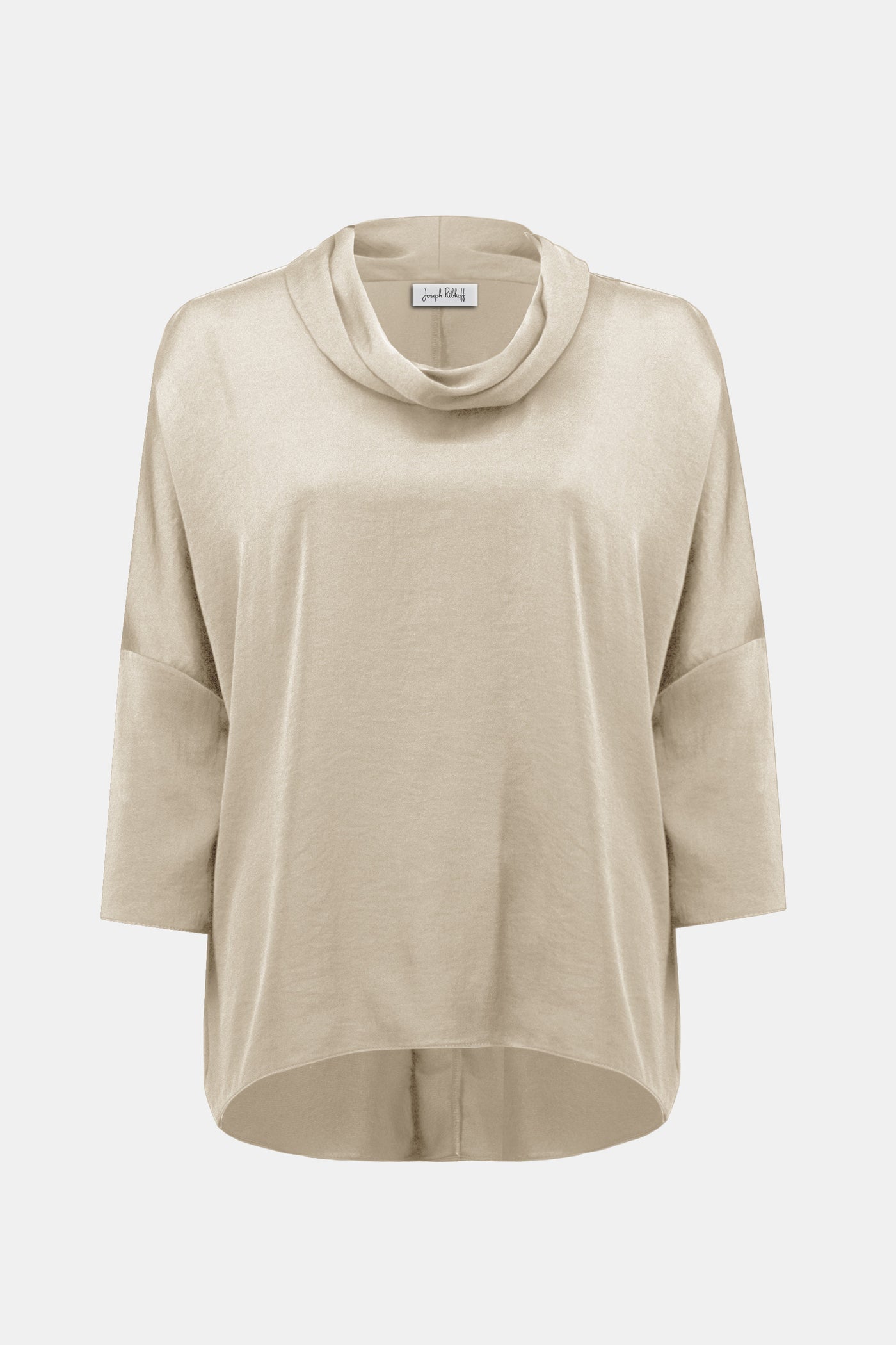 Joseph Ribkoff Birch Recycled Satin Boxy Tunic with Cowl Collar