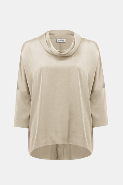 Joseph Ribkoff Birch Recycled Satin Boxy Tunic with Cowl Collar