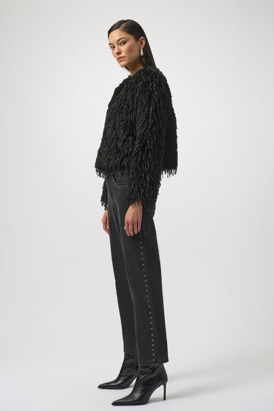 Joseph Ribkoff Faux Fur Collarless Boxy Jacket