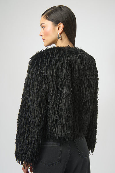 Joseph Ribkoff Faux Fur Collarless Boxy Jacket