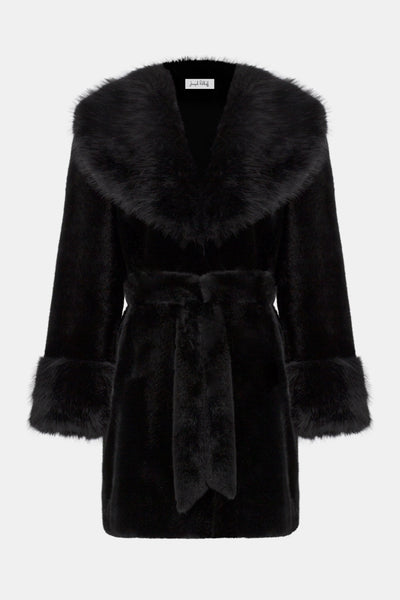 Joseph Ribkoff Faux Fur Shawl Collar Fitted Coat