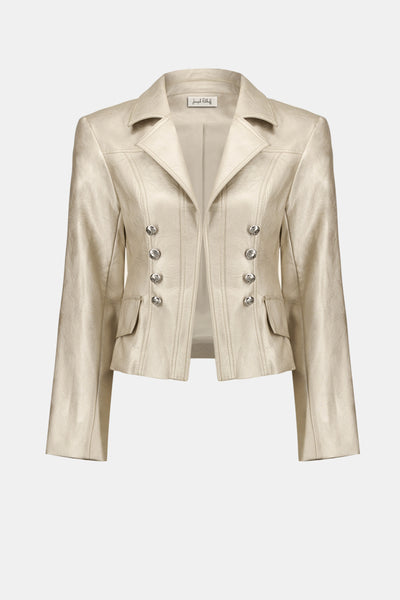 Joseph Ribkoff Leatherette Notched Collar Fitted Jacket
