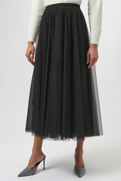 Joseph Ribkoff Black Tulle Flared Skirt