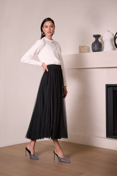 Joseph Ribkoff Black Tulle Flared Skirt