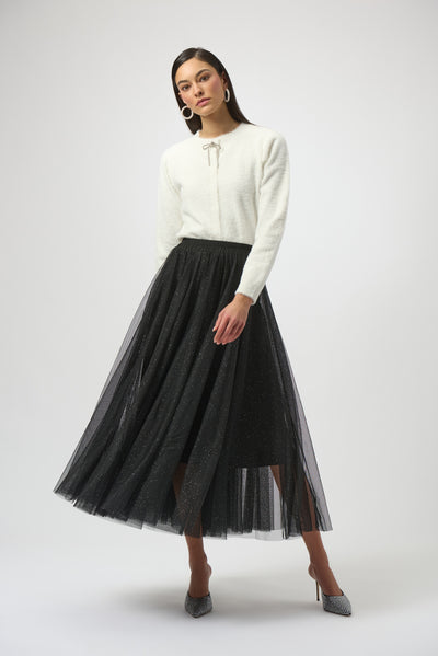 Joseph Ribkoff Black Tulle Flared Skirt