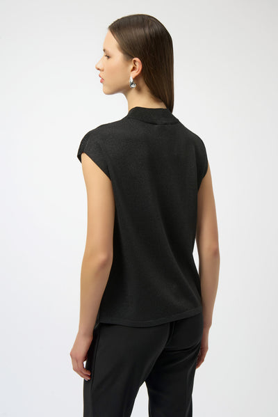 Joseph Ribkoff Black Sweater Knit Sleeveless Pullover with Iron-On Detail