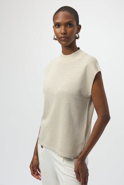 Joseph Ribkoff Birch Sweater Knit Sleeveless Pullover with Iron-On Detail