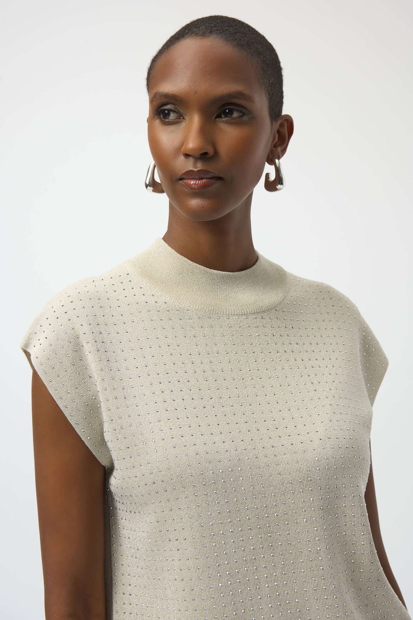 Joseph Ribkoff Birch Sweater Knit Sleeveless Pullover with Iron-On Detail