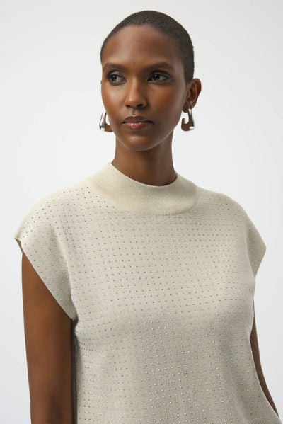 Joseph Ribkoff Birch Sweater Knit Sleeveless Pullover with Iron-On Detail