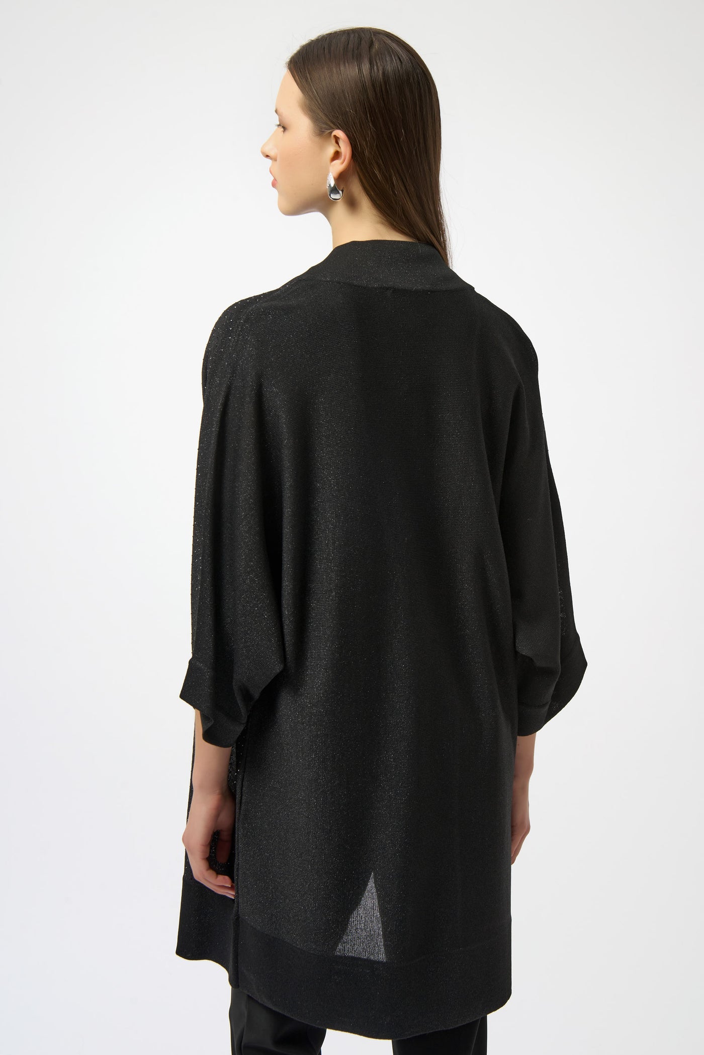 Joseph Ribkoff Black Sweater Knit Cover-Up with Iron-On Detail