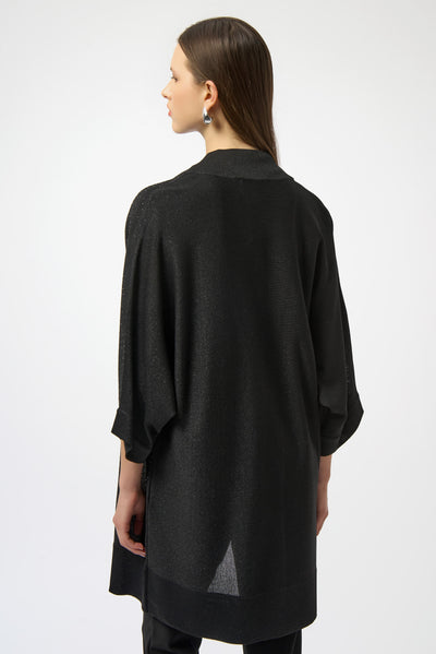 Joseph Ribkoff Black Sweater Knit Cover-Up with Iron-On Detail