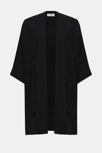 Joseph Ribkoff Black Sweater Knit Cover-Up with Iron-On Detail