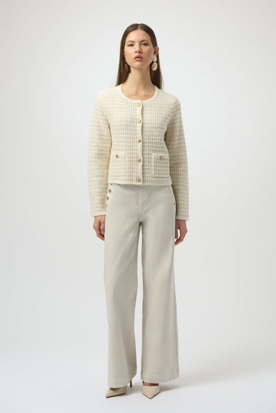 Joseph Ribkoff Sequined Sweater Knit Cardigan with Gold Buttons