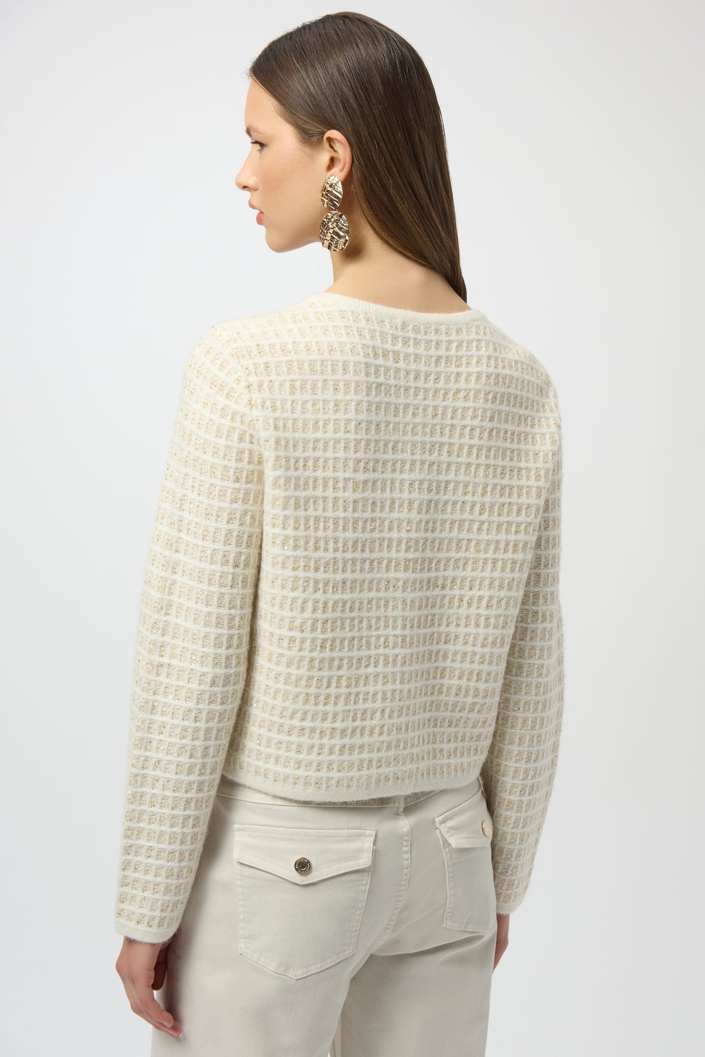 Joseph Ribkoff Sequined Sweater Knit Cardigan with Gold Buttons