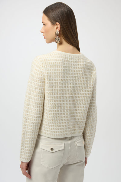 Joseph Ribkoff Sequined Sweater Knit Cardigan with Gold Buttons