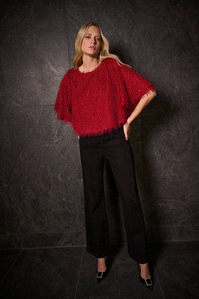 Joseph Ribkoff Classic Black Wide Leg Jeans with Rhinestones