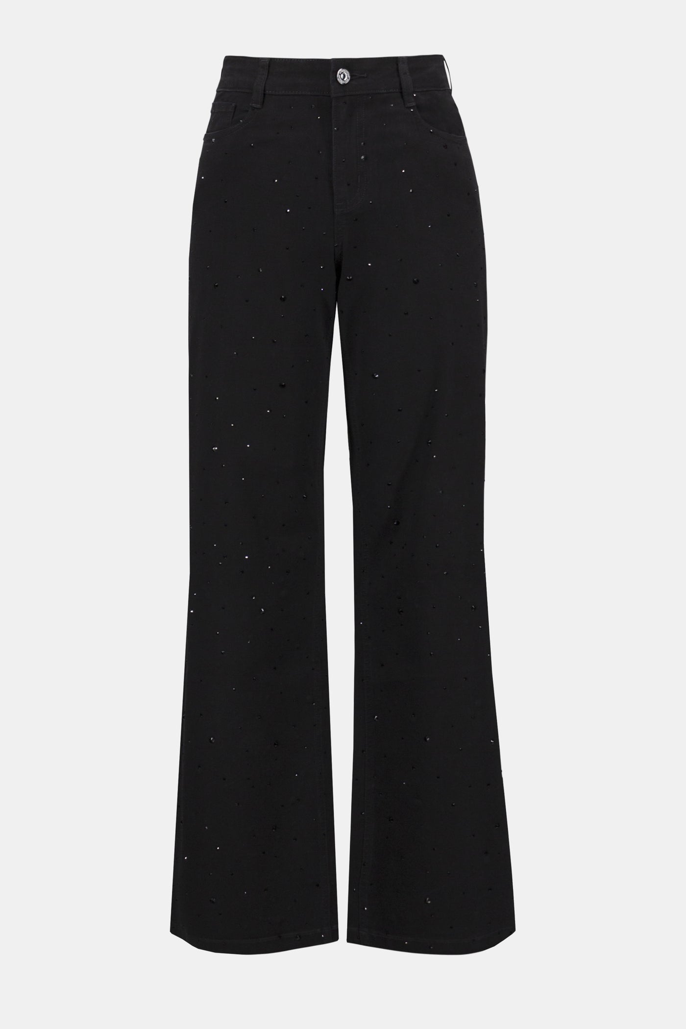 Joseph Ribkoff Classic Black Wide Leg Jeans with Rhinestones