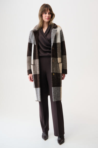 Joseph Ribkoff Feather Yarn Abstract Print Sweater Coat