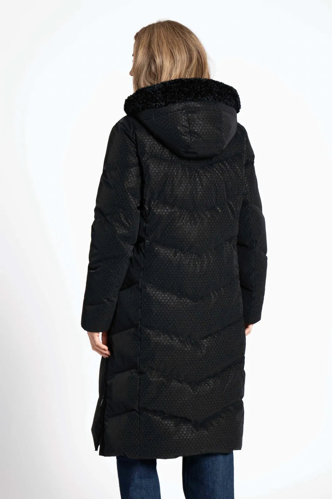 Black Textured Zip-Up Jacket with Detachable Hood