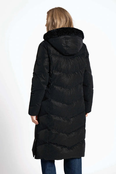 Black Textured Zip-Up Jacket with Detachable Hood