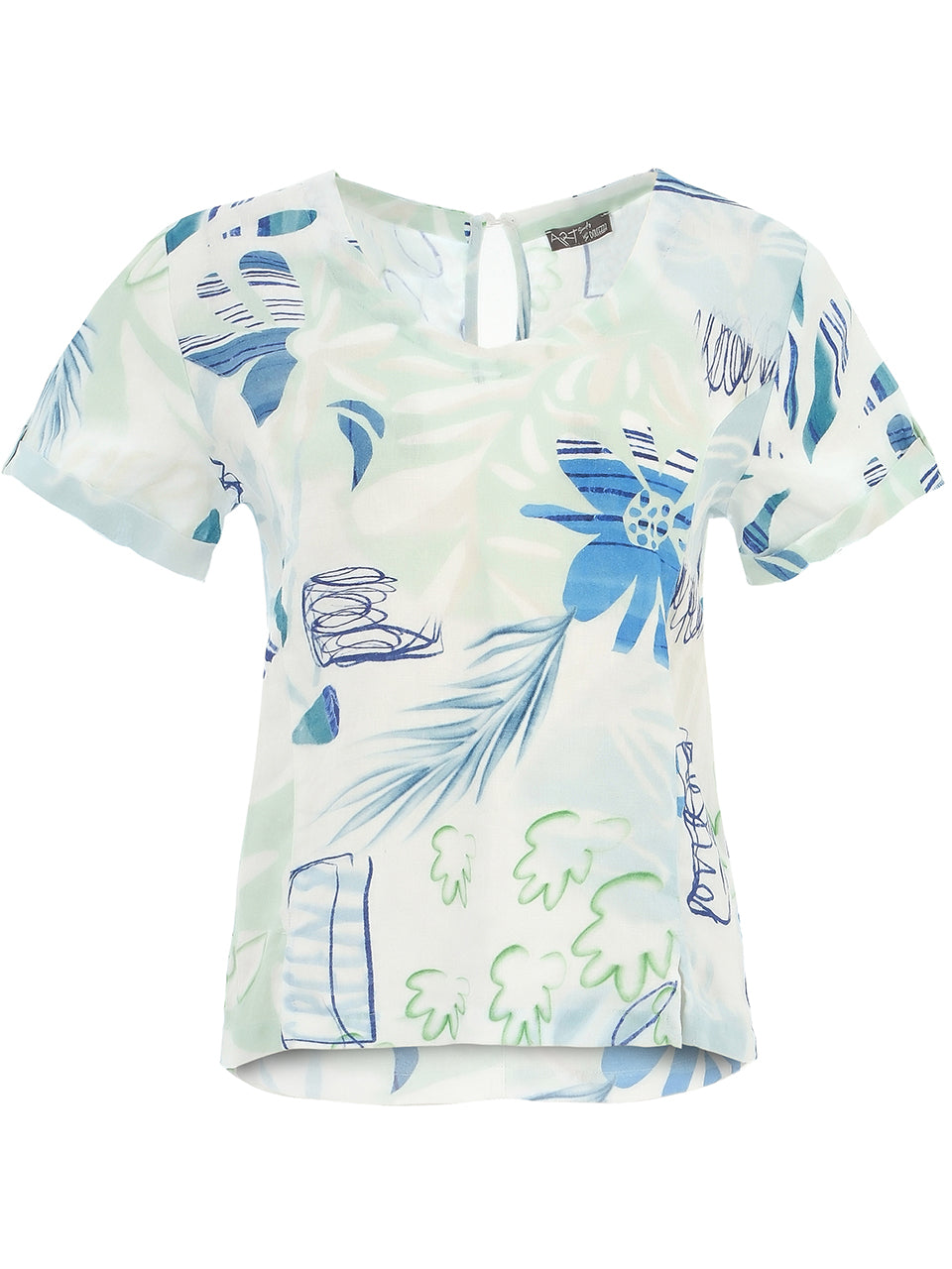 Floral Pattern Linen T-Shirt