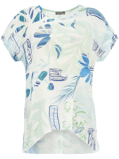 City Garden Round Neck T-Shirt with High-Low Effect
