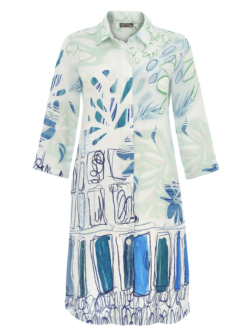 City Garden Shirt Dress with Pearl Button Effect