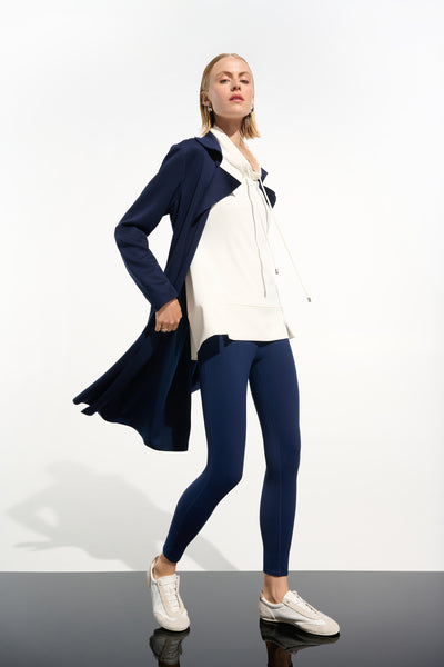 Joseph Ribkoff Indigo Scuba Jersey Straight Coat With Sash