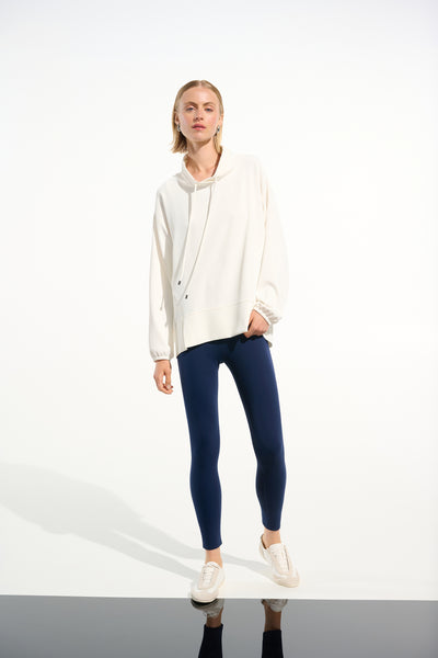 Joseph Ribkoff Off-White Woven Twill Boxy Tunic With Funnel Collar