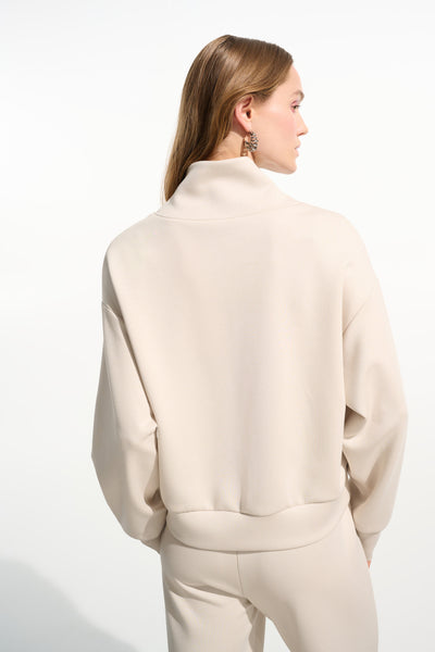 Joseph Ribkoff Moonstone Scuba Jersey Boxy Sweatshirt With High Zip Collar