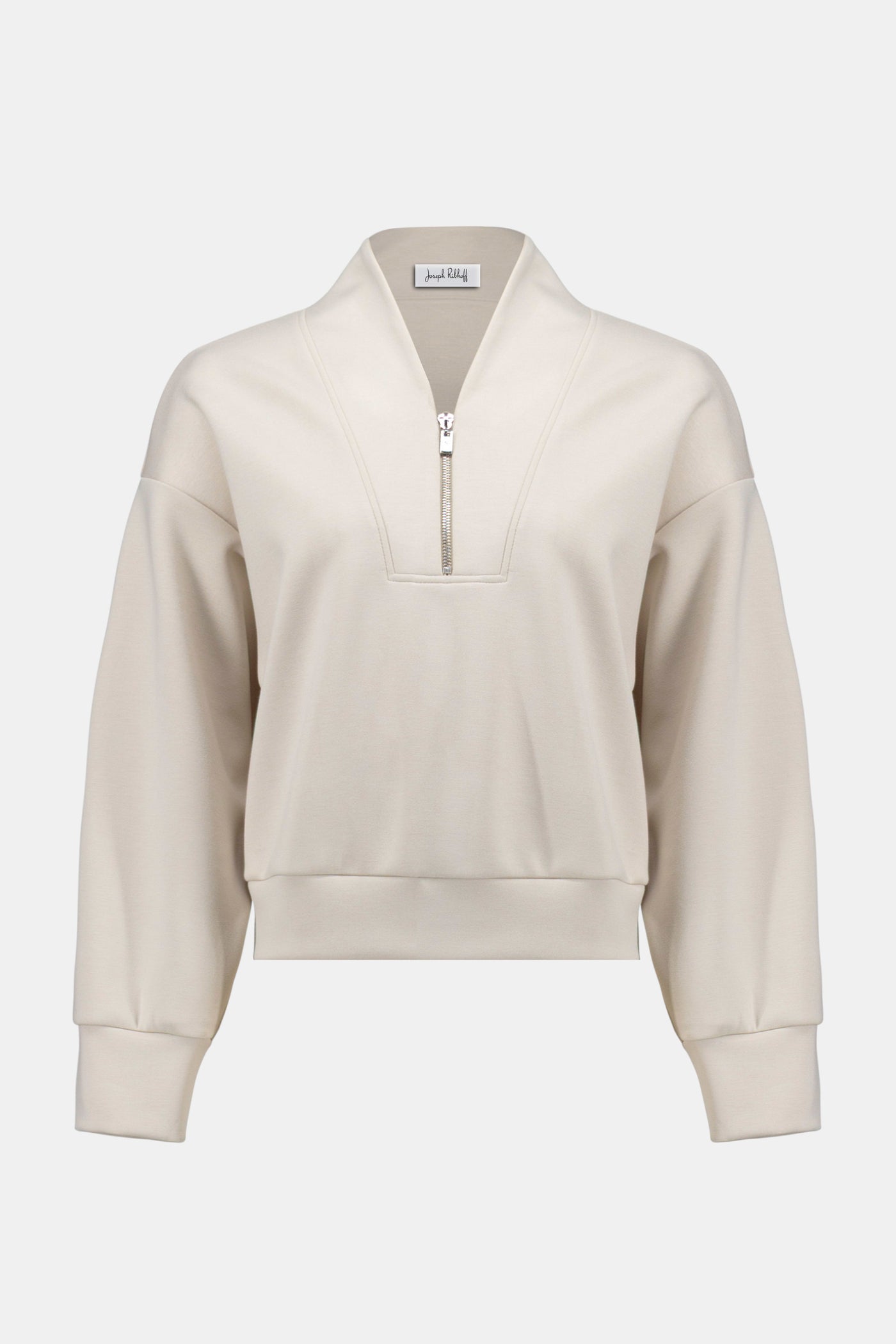 Joseph Ribkoff Moonstone Scuba Jersey Boxy Sweatshirt With High Zip Collar