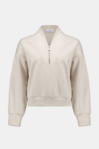 Joseph Ribkoff Moonstone Scuba Jersey Boxy Sweatshirt With High Zip Collar