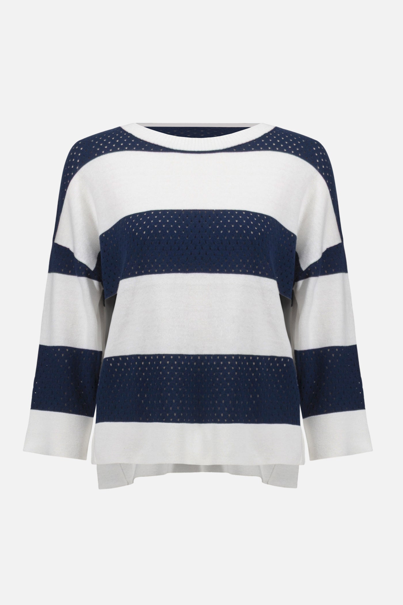 Joseph Ribkoff Cotton Blend Stripe Print Crewneck Sweater