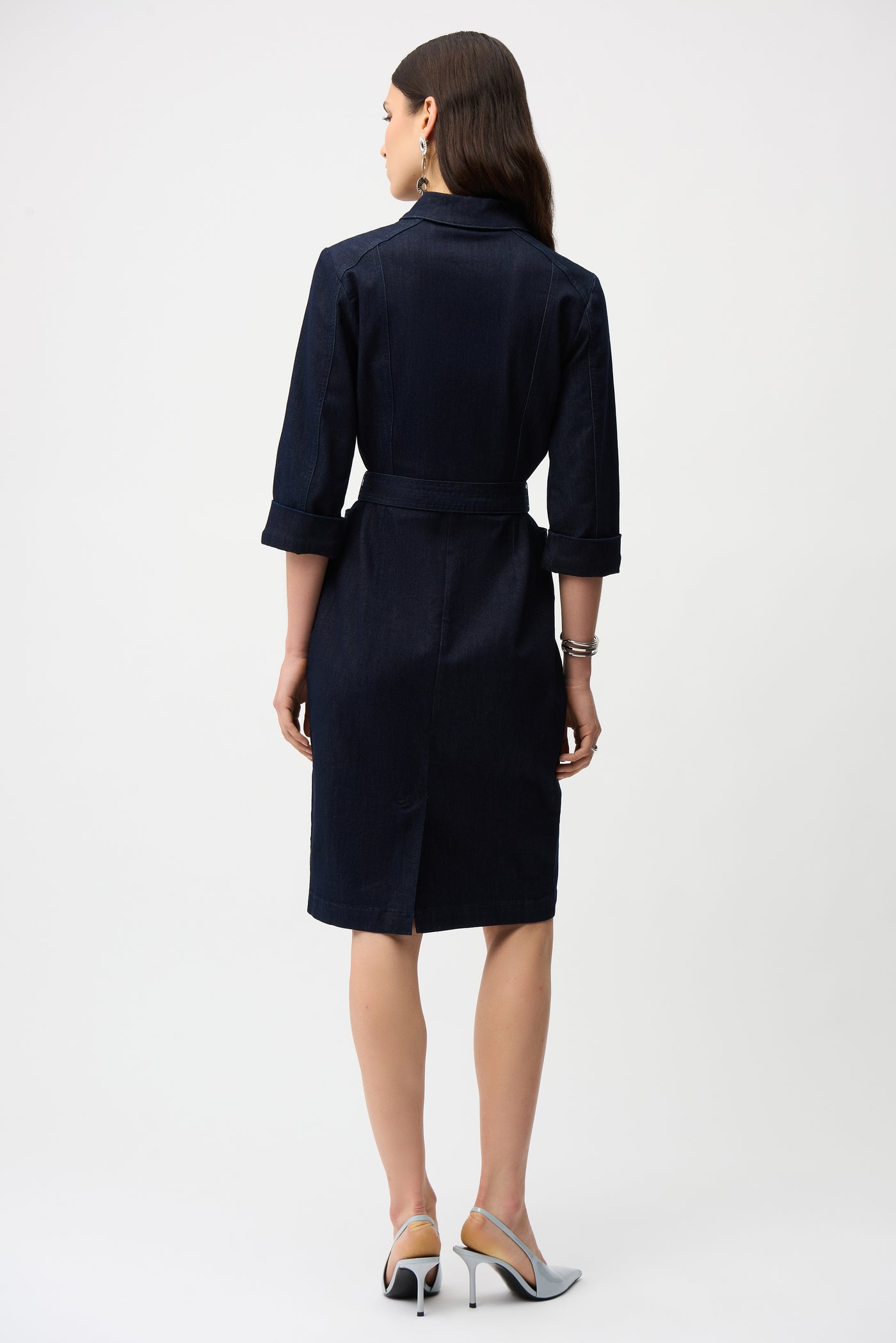 Joseph Ribkoff Denim Dress With Half Zip and Belt