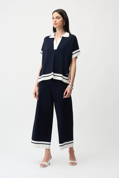 Joseph Ribkoff Viscose Blend Culotte Pants With Stripe Detail