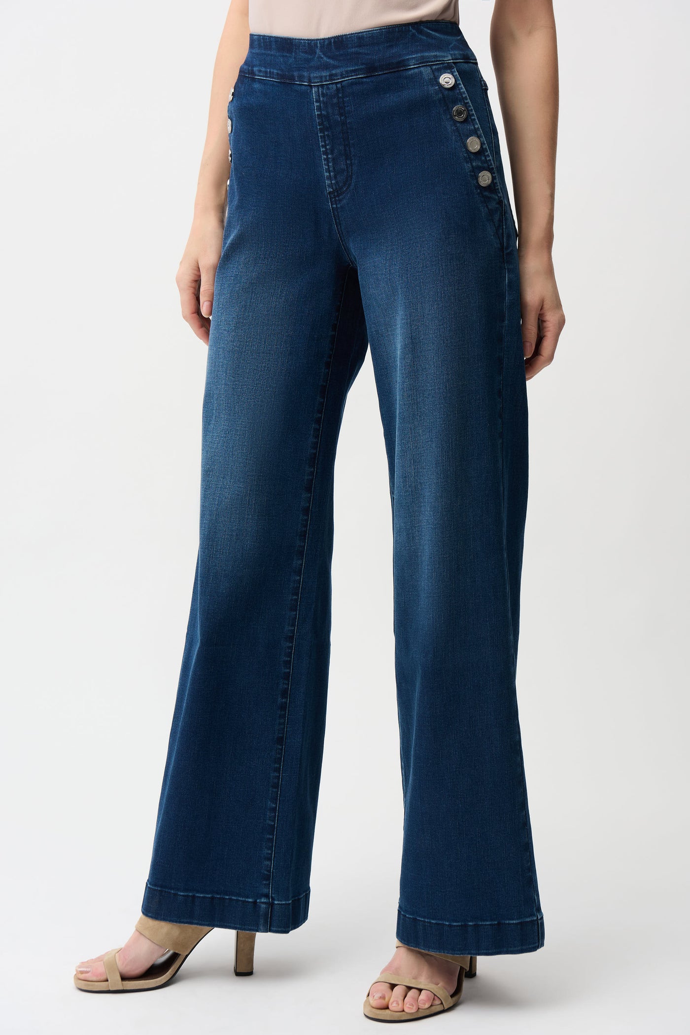 Joseph Ribkoff Denim Medium Blue Wide Leg Pull-On Jeans
