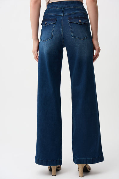 Joseph Ribkoff Denim Medium Blue Wide Leg Pull-On Jeans