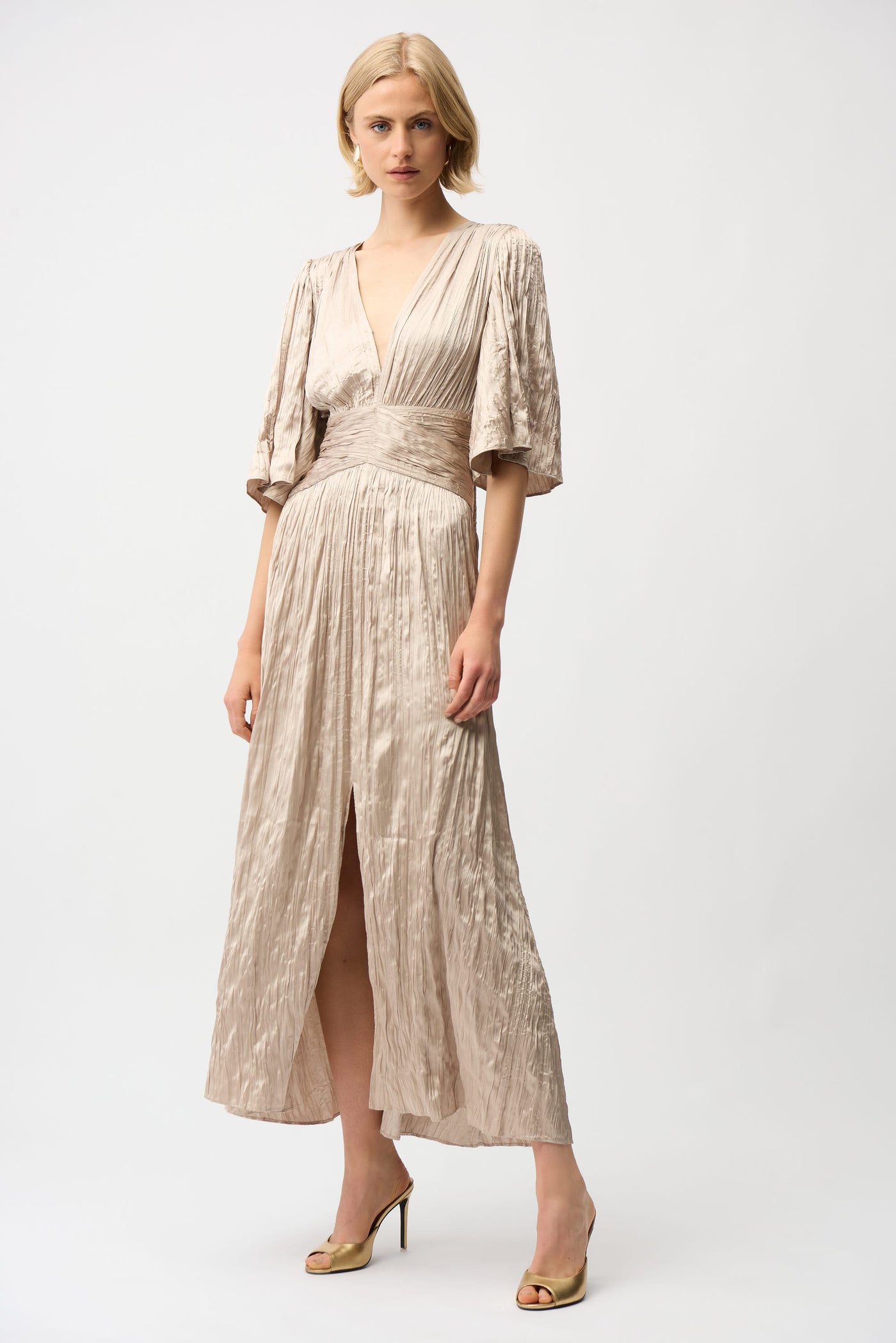 joseph ribkoff gold dress Joseph Ribkoff Sparkle Knit Off-The-Shoulder Midi Dress, Gold