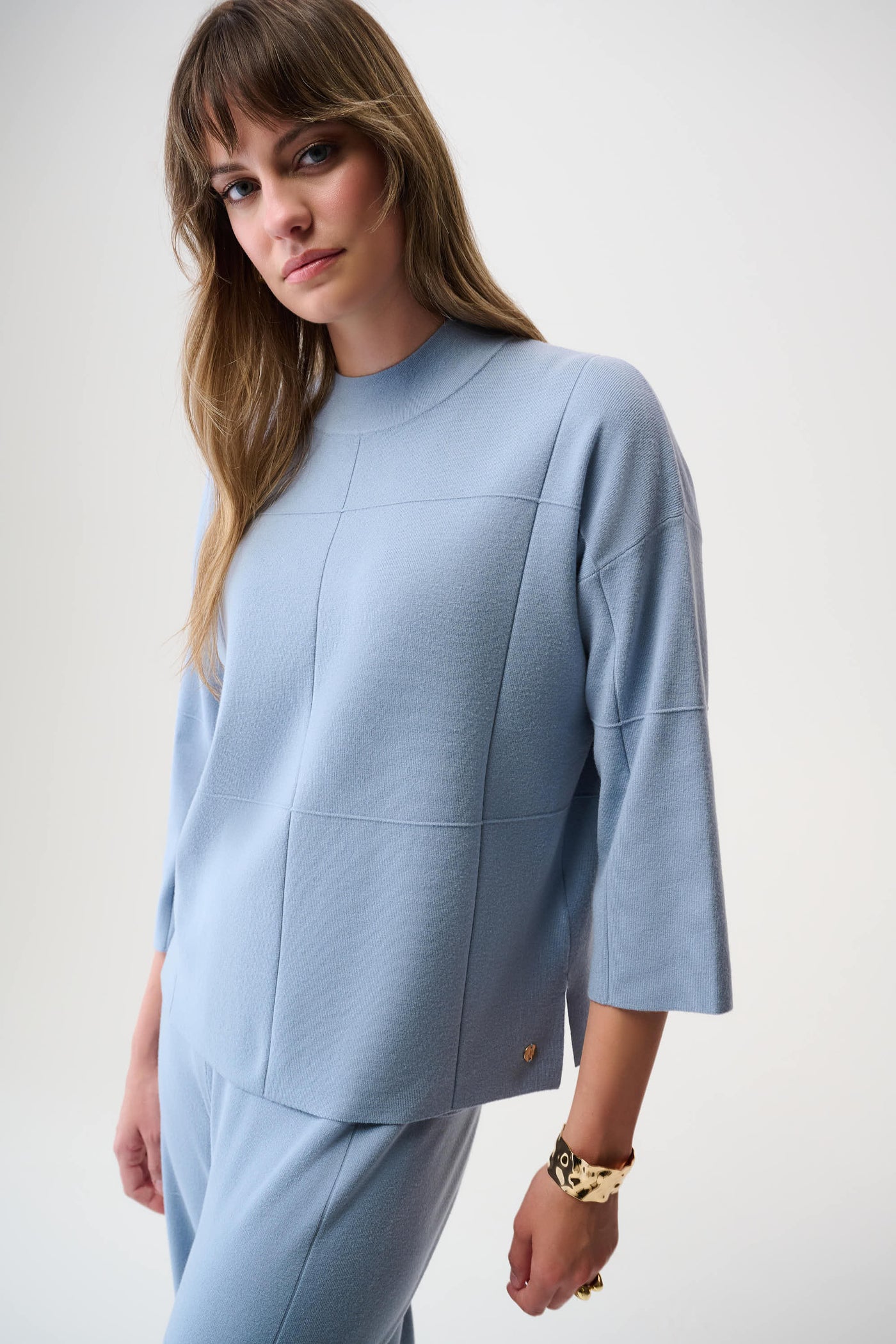 Joseph Ribkoff Chambray Brushed Viscose Straight Sweater with Mock Neck