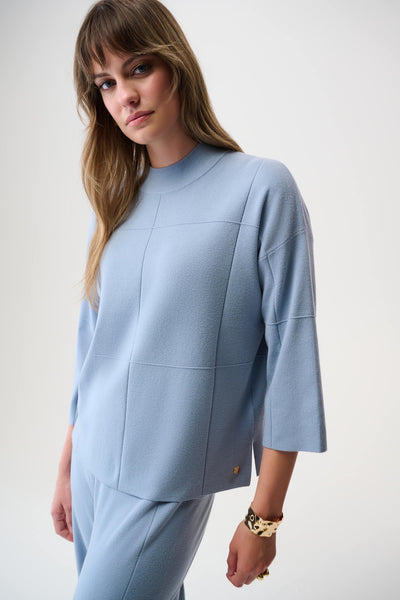 Joseph Ribkoff Chambray Brushed Viscose Straight Sweater with Mock Neck