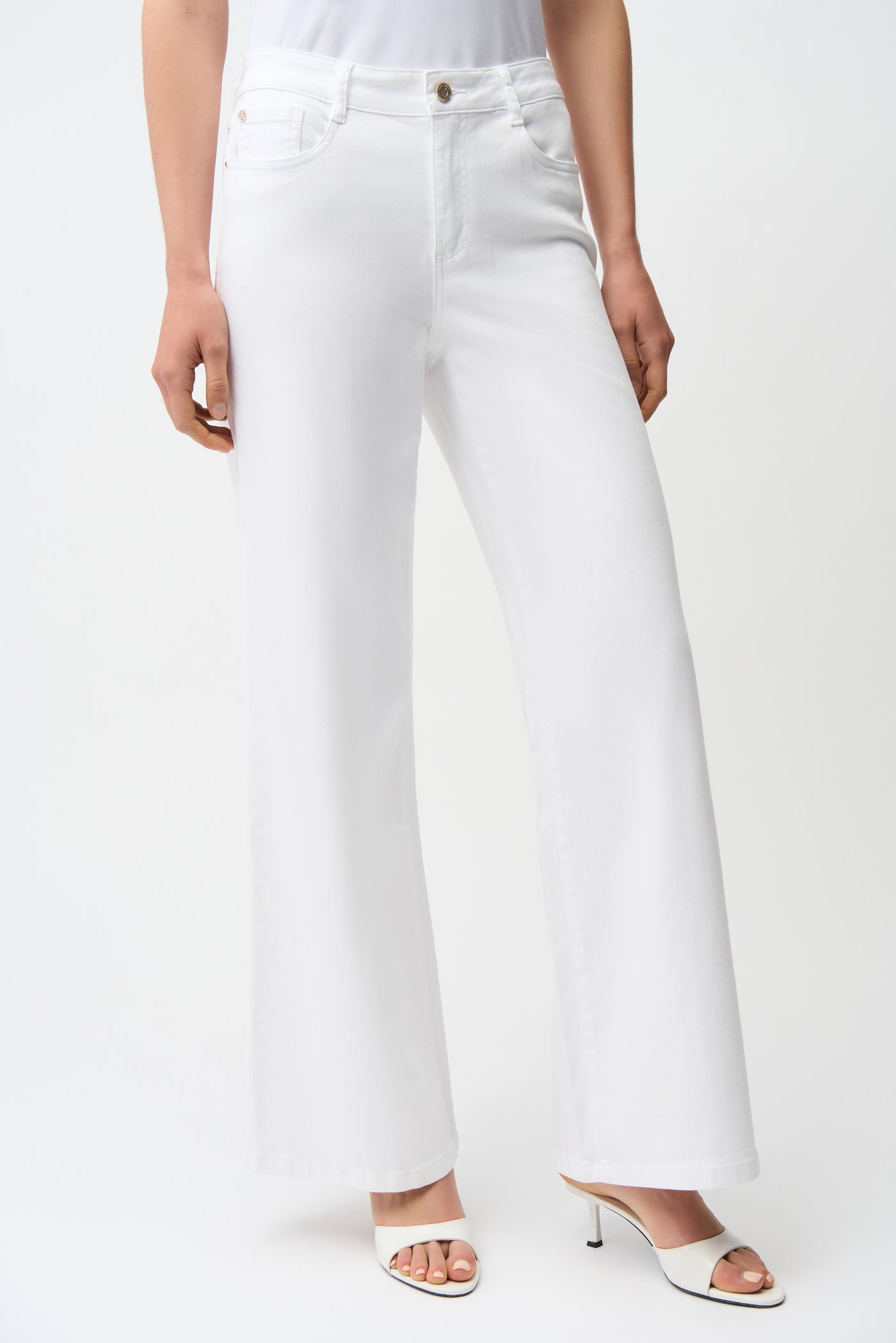 Joseph Ribkoff Goldie White Classic Wide-Leg Stretch Jeans
