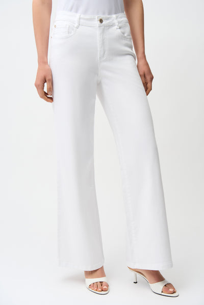 Joseph Ribkoff Goldie White Classic Wide-Leg Stretch Jeans