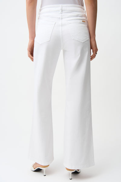 Joseph Ribkoff Goldie White Classic Wide-Leg Stretch Jeans