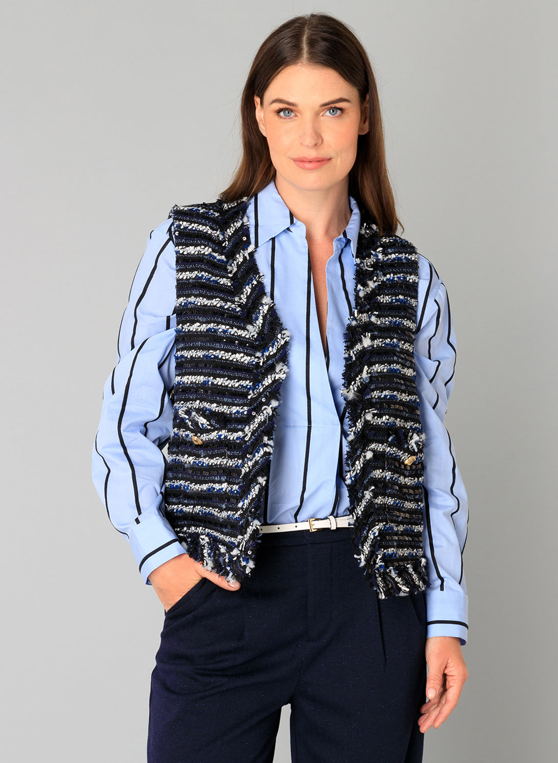 Navy Sequin Bertrada Waistcoat