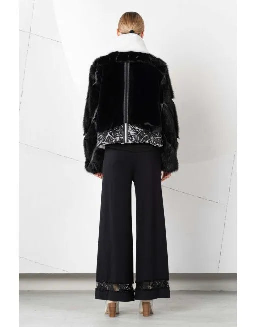 Faux Fur Jacket With 'EC' Print