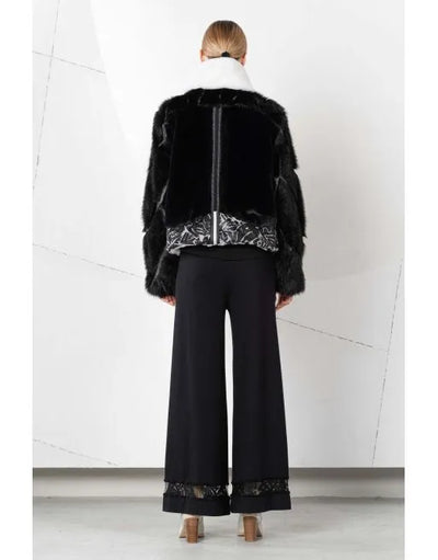 Faux Fur Jacket With 'EC' Print