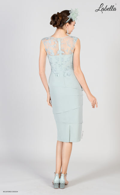Light Sage Green 2 Piece With Detailed Lace Top & Multilayered Skirt